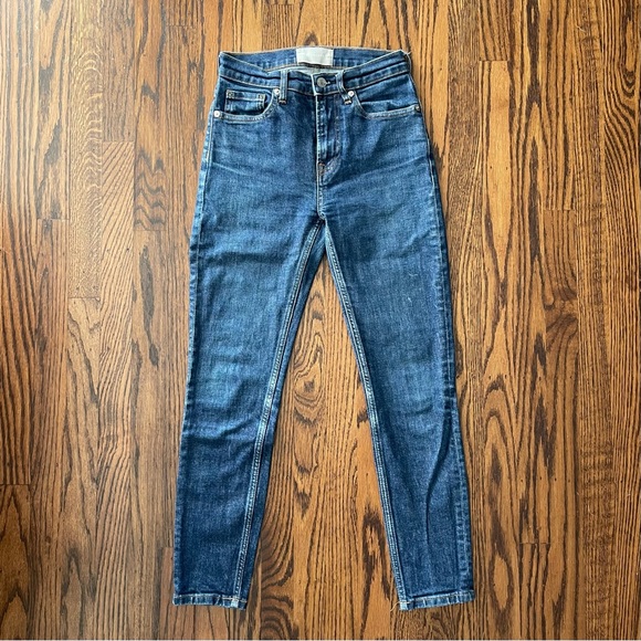 Everlane Mid Rise Dark Blue Cropped Skinny Jeans - Picture 1 of 6